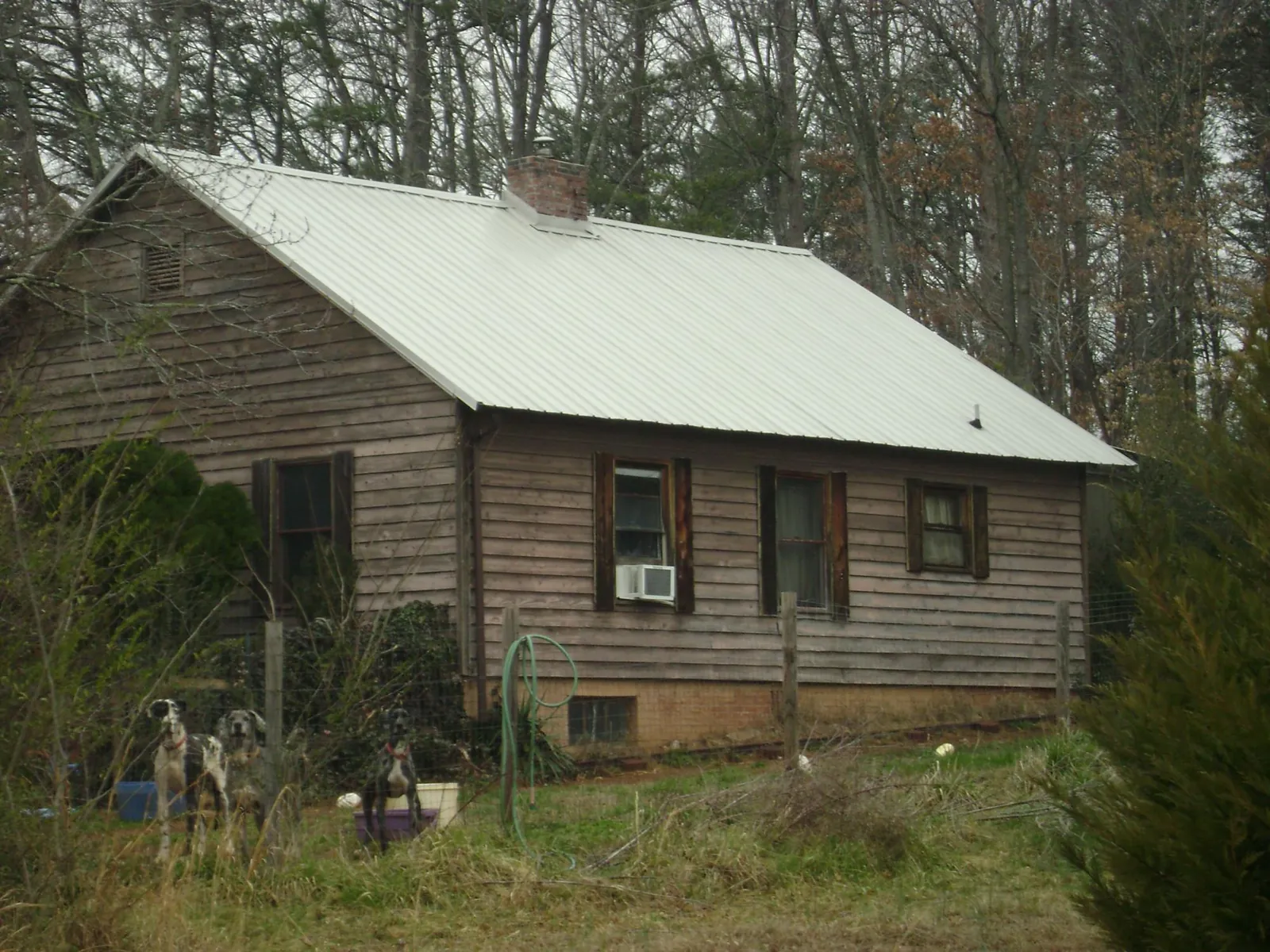 White metal roof on an old wood sided farmhouse, from a Metal Roof Installation job in Buffalo Center